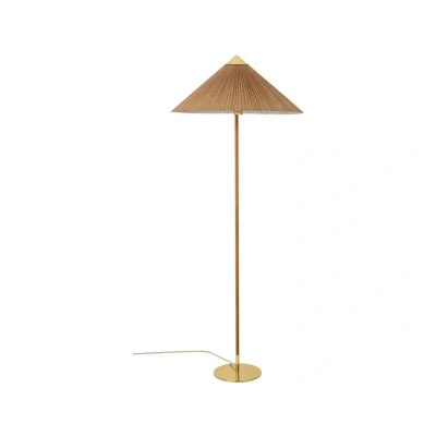 Image of GUBI floor lamp 9602, brass/rattan, bamboo lampshade