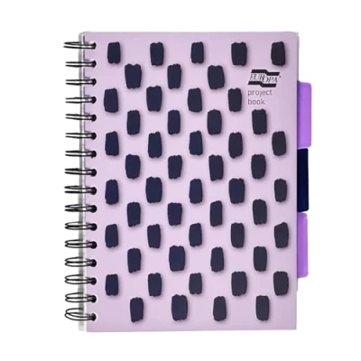 Image of Exacompta Europa Splash Ref EU1508Z Project Book Featuring 3 Plastic Dividers, Bright PP Cover, 200 Lined Pages, A5 Size with Micro Perforated Purple Cover