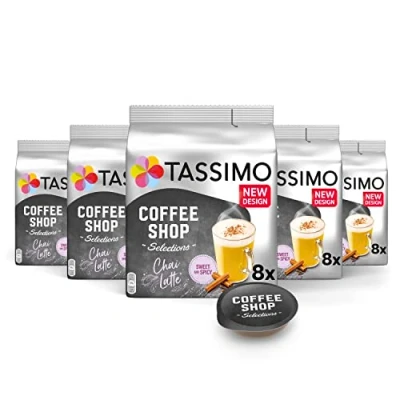 Image of Tassimo Coffee Shop Selections Chai Latte Pods x8 (Pack of 5, Total 40 Drinks)