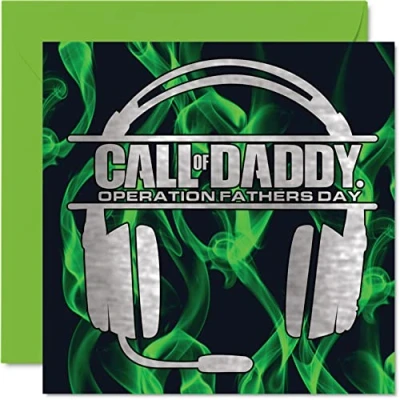 Image of Gaming Fathers Day Cards for Dad The C.O.D Father Cool Happy Card from Son Daughter, 145mm x Video Game Gamer Father&#039;s Greeting Gift Daddy Papa