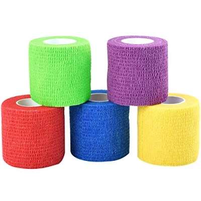 Image of Jalan 2&quot; x 5 Yards Self Adherent Cohesive Bandage, Pet Vet Tape Wrap bulk stretch for Wrist, Ankle Sprains &amp; Swelling, Assorted Color Pack of (Random Colors)
