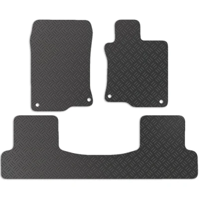Image of Carsio Rubber Car Mats For Honda Accord Taxi 2008+ Onwards Tailored Fit Floor Mat Set Complete Accessory Black Custom Fitted All Weather &amp; Heavy Duty, Anti Slip Backing with Clips