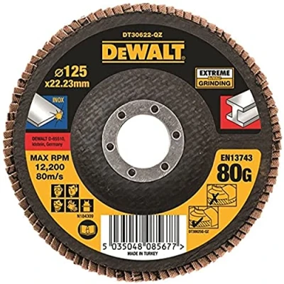 Image of Dewalt flap disc 125 mm K80 Flat Type 27, DT30622 QZ