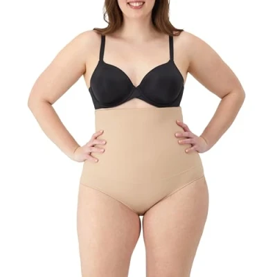 Image of Maidenform Women&#039;s Fat Free Dressing High Waisted Brief Control Knickers, Beige (Latte Lift), M UK