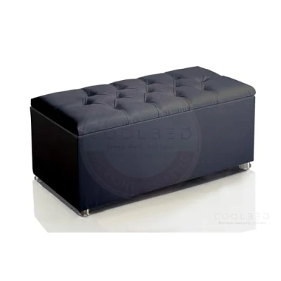 Image of OTTOMAN STORAGE BOXES FAUX LEATHER BLACK TOY BOX FOOTSTOOL BLANKET (BLACK)