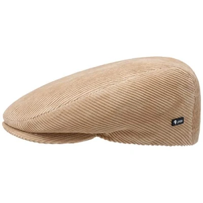 Image of Lipodo Cordial Flat Cap Made in Italy Newsboy of Cotton Cord Men`s with Quilted Lining Autumn/Winter Peaked Ivy (M/56 57, Beige)
