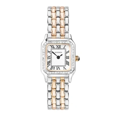 Image of Sekonda Monica Ladies 20mm Quartz Watch, Two Tone Alloy Case &amp; Bracelet with Stone Set Bezel White Dial 40643