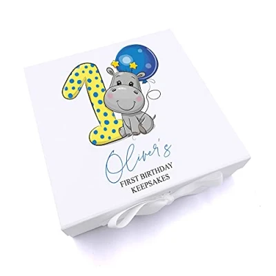 Image of ukgiftstoreonline Personalised 1st birthday gift box baby boy keepsake memory (Large)