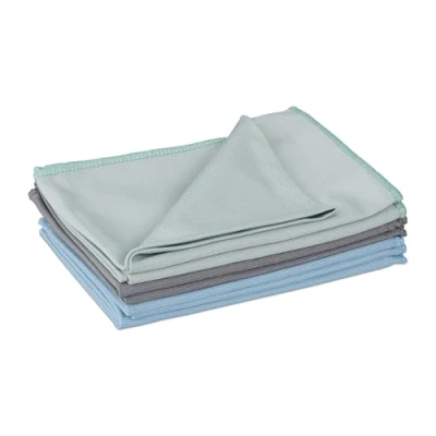 Image of Relaxdays Microfibre Cloths, Set of 6, 40x60 cm, Absorbent, All Purpose Cleaning Rags, Kitchen &amp; Bathroom, Multicoloured, Polyester, Plastic