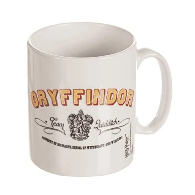 Image of Harry Potter Ceramic Mug with Gryffindor Team Logo and Hogwarts Crest in Presentation Box Official Merchandise