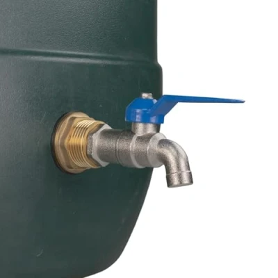 Image of 3/4&quot; Water Butt Replacement Faucet Brass Metal Lever Tap with UK Bib Outlet &amp; Hose Barb Adapter,Quick Connect Garden Hosepipes (Garden tap)