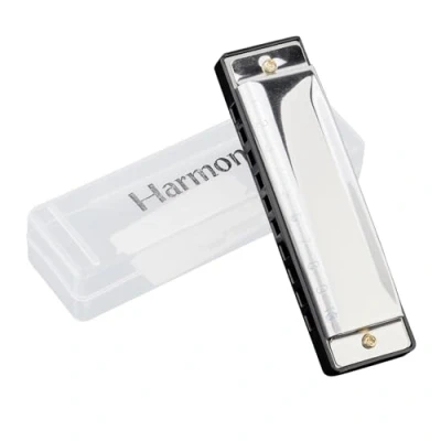 Image of OriGlam 10 Holes Major Blues Harmonica, Key of C Harmonica For Kid and Adult Beginner with Hard Case Suitable Blues, Folk, Jazz Pop