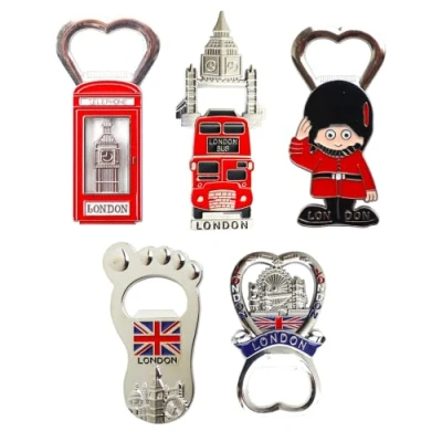 Image of Best Mix of Famous UK Britain London Icons Fridge Magnet Bottle Openers Set 5