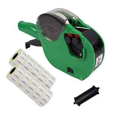 Image of Panther™ PL 2616 10/7 2 Line Pricing Gun Starter Pack with 10,000 White Permanent &#039;Frozen On/Best Before End&#039; Labels Black Text