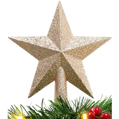 Image of Christmas Concepts® 20cm Glitter Tree Top Star Decoration Topper (Champagne)