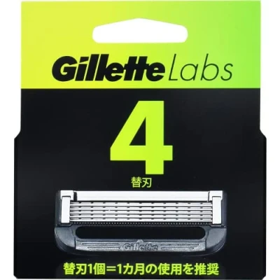 Image of Procter &amp; Gamble Gillette Labs with Exfoliating Bar Shaving Razor for Men Replacement Blades 4 Pcs