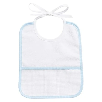 Image of Filet Baby Boys&#039; Am6302b Waterproof Bib in White Laminated Sponge with Aida Canvas Pocket for Embroidery, Protects from Pappa, Regurgitation and Salivation, 100% Made Italy, Sky Color, One size