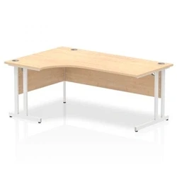 Image of Impulse 1800mm Left Crescent Desk Maple Top White Cantilever Leg