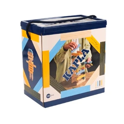 Image of KAPLA Construction Game with 120 coloured Wooden planks (Natural, Light Blue, Yellow, Green), Toys and Games, from 2 Years Old