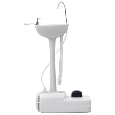 Image of Outsunny Camping Portable Handwash Sink w/Towel Holder &amp; Soap Dispenser Rolling Wheels Outdoor Drainage Equipment