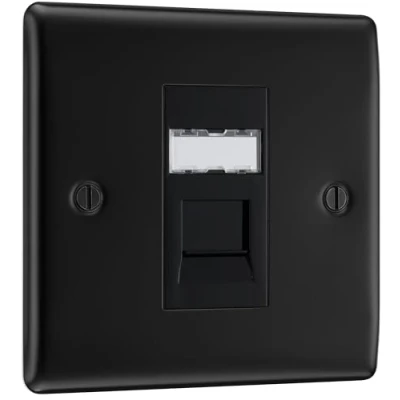 Image of BG Electrical RJ45 Single Data Outlet Telephone Socket, Matt Black