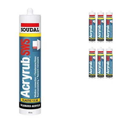 Image of 6 x Soudal Acryrub SWS Sealant Premium Paintable Elastic Acrylic Decorators Filler