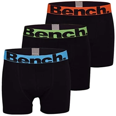 Image of Bench 3 Pack Mens Designer Black Boxers Underwear Under pants Trunks Gift Box L