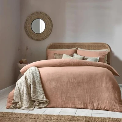 Image of Yard Lark Muslin Cotton Duvet Cover Set, Pink Clay