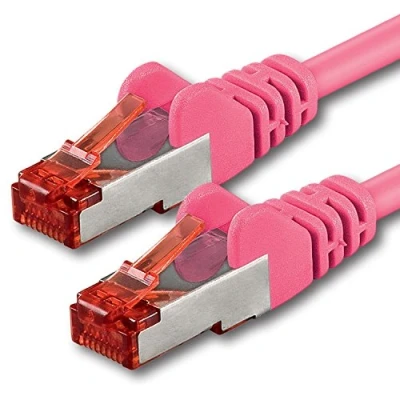 Image of 1aTTack.de 30m Cat6 Ethernet Cable Lan Patch Cat 6 Cables Internet Rj45 Plug 1Gbit/s SFTP PIMF magenta 1 piece