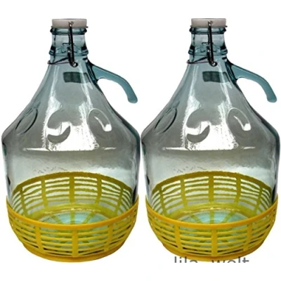 Image of Set of 2 5L Ambrosia Italy Carboy Complete with hinged lid and plastic Bottle Wine Balloon Glass * FREE SAME DAY POSTAGE