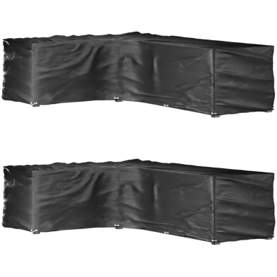 Image of vidaXL L Shaped Garden Furniture Covers 2 pcs 18 Eyelets 220x285x80 cm