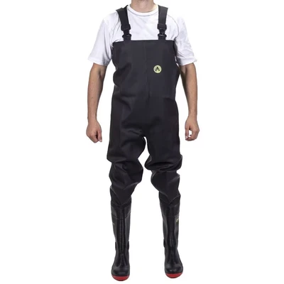 Image of Amblers Mens Danube Reinforced Chest Safety Wader (8 UK) (Black/Red)