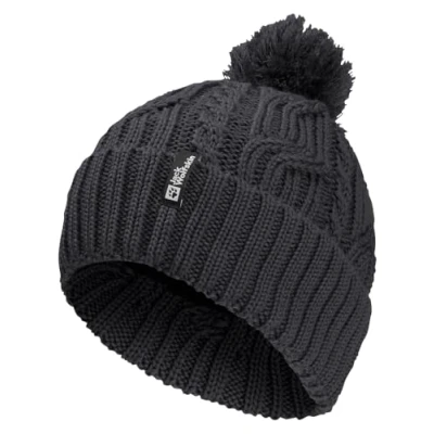 Image of Jack Wolfskin Pompom Beanie Hat, Black, Standard Size