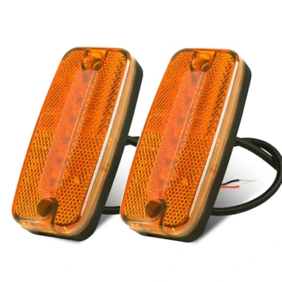 Image of AOHEWEI 2 x Yellow LED Trailer Side Marker Lights, 12V/24V Truck Front Position Indicator Lamps with Reflector ECE R91 R10 Approved for RV Van Boat Camper Tow Caravan