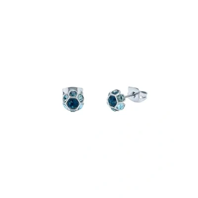 Image of Ted Baker Gemme Crystal Gem Cluster Stud Earrings for Women (Silver/Blue Multi Crystal)