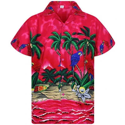 Image of V.H.O. Funky Hawaiian Shirt, Shortsleeve, Beerbottle, Pink, S