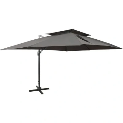Image of vidaXL Cantilever Garden Parasol with Double Top Anthracite 400x300 cm