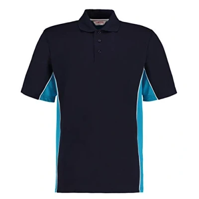 Image of Kustom Kit Classic Fit Track Polo Extra Large Navy/Turqoise