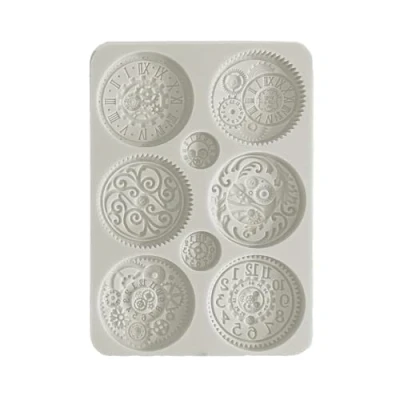 Image of Stamperia Silicone Mould A5 for Scrapbooking, Bullet Journals and More, Clocks, Non Stick Surface, Suitable Air Dry Clay, Resin, Perfect Crafts Gifting (Brocante Antiques)