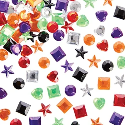 Image of Baker Ross FX120 Halloween Self Adhesive Acrylic Jewels Pack of 200, Sticker Gems for Kids, Gemstones Paper and Card, Crafting Embellishments,