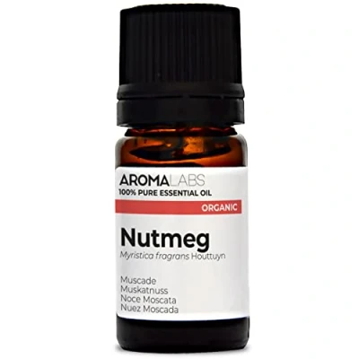 Image of BIO Nutmeg Essential Oil 5mL 100% Pure, Natural, Chemotyped and AB/Cosmos Certified AROMA LABS (French Brand)