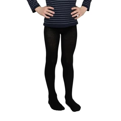 Image of LORES Kids Boys Tights Warm Soft Comfortable Opaque Pantyhose for Toddlers Casual School Footed One Pair Paolo, Nero 5/6 years (110/116 cm)