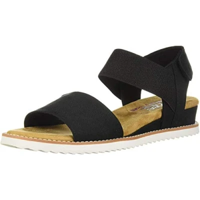 Image of Skechers Desert KISS Wedge sandals black, Women&#039;s, Size: 2.5, Black Textile