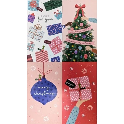Image of YLAB 4 Contemporary Christmas Money Wallets &amp; Envelopes Eco Packaging, 16 x 9 cm