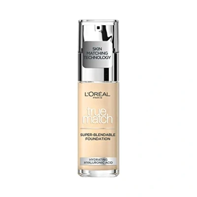Image of L&#039;Oreal Paris True Match Liquid Foundation, Skincare Infused with Hyaluronic Acid, SPF 17, Available in 40 Shades, 0.5N Porcelain, 30 ml
