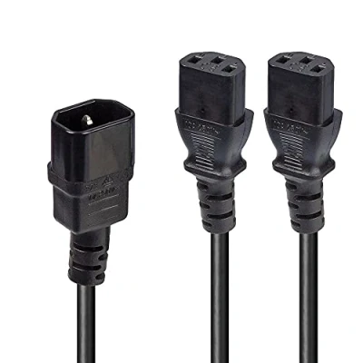 Image of LINDY 2m IEC C14 to 2 x C13 &quot;Y&quot;IEC Splitter Extension Lead Cable Black