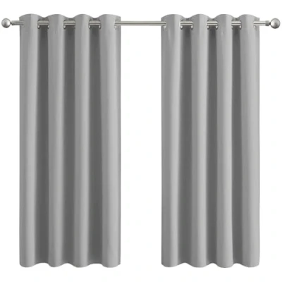 Image of Aspire Homeware Blackout Curtains for Bedroom Light Grey Eyelet Living Room Super Soft Thermal Insulated Window Curtain &amp; Drapes with Tiebacks 66 x 54 Inch 2 Panel