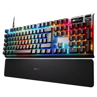 Image of SteelSeries Apex Pro Gen 3 Gaming Keyboard OmniPoint 3.0 HyperMagnetic Switches Adjustable Actuation Rapid Trigger Game Ready Presets Tap/SOCD OLED RGB USB C English QWERTY