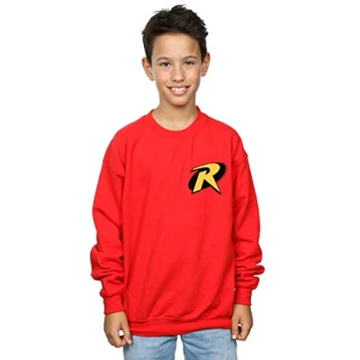Image of DC Comics Boys Batman Robin Logo Sweatshirt Red 12 13 Years