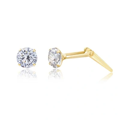 Image of 9ct yellow gold 3mm white cubic zirconia cz Andralok stud earrings / gift box